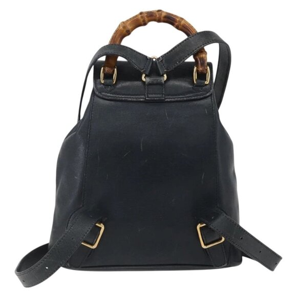 GUCCI Bamboo Backpack Leather Black Gold 003 1956 0030 Auth ka167 main image 11